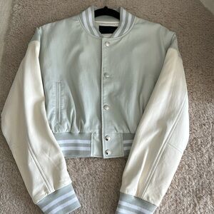 Leather Varsity two tone Cropped Jacket (XS)